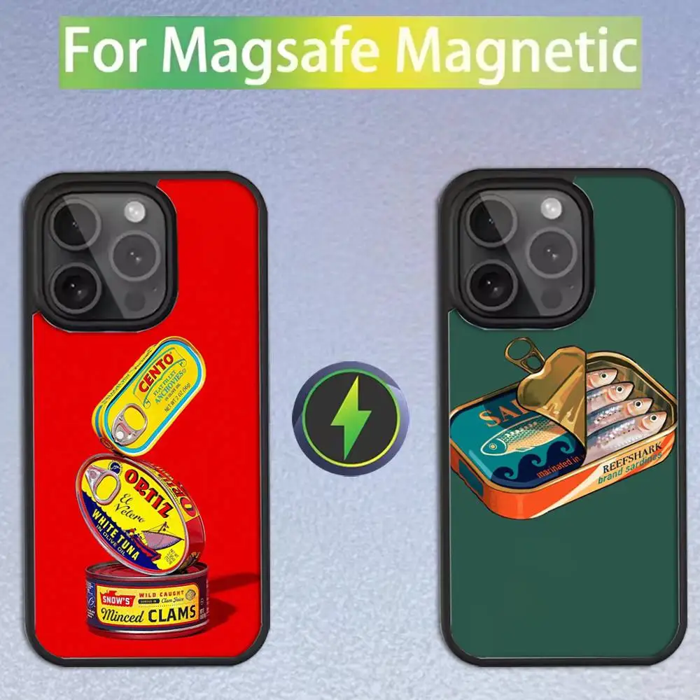 

Canned Sardines Phone Case For iPhone 16,15,14,13,12,11,Pro,Max,Plus,Mini,SE Magsafe Magnetic Wireless Charging