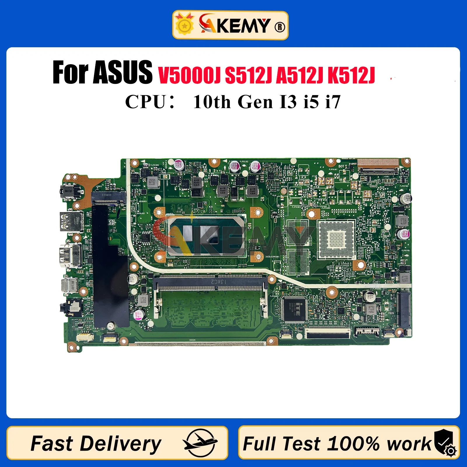 X512JA Laptop Motherboard For ASUS X512J V5000J S512J A512J F512J X512JF X512JP X512JAW X512JAU Mainboard With 10th Gen I3 i5 i7