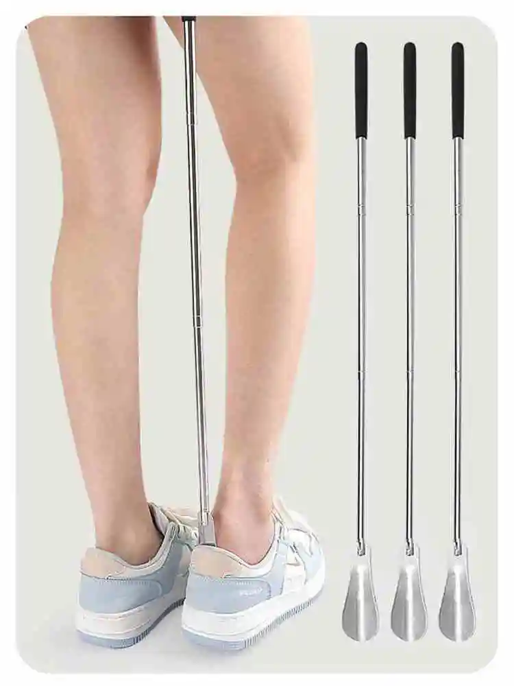 1Pcs 31cm-65cm Long Handled Shoehorn Retractable Metal Shoe Horns Pregnant Woman Elderly Shoe Spoon Shoe Spatula