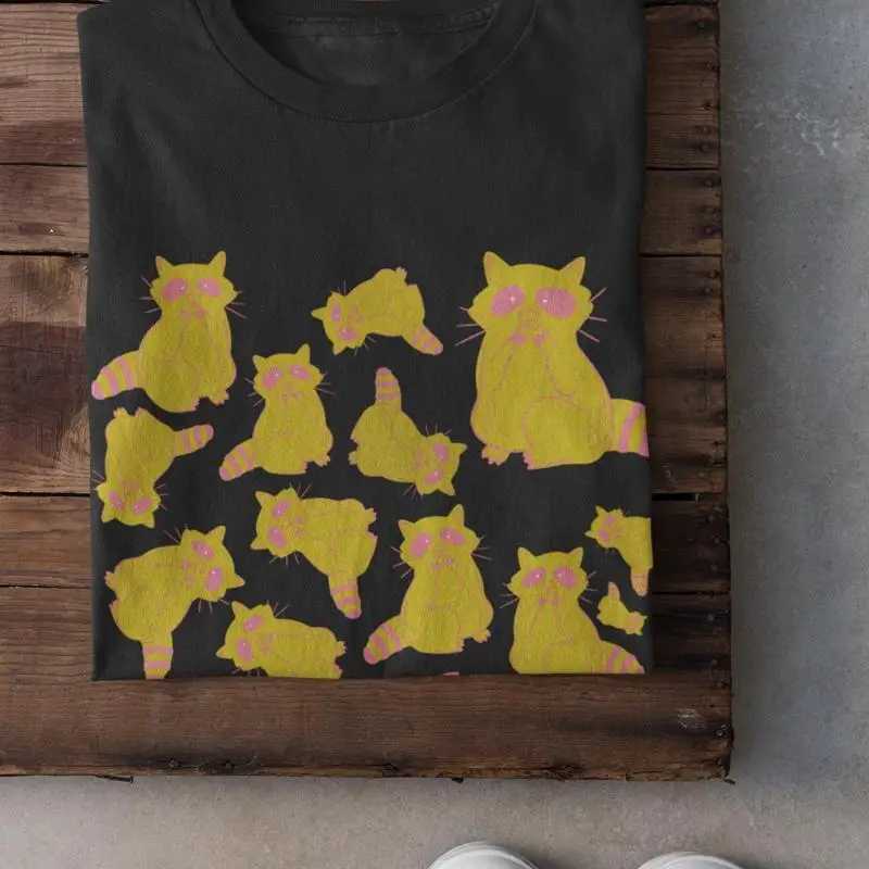 

Weirdcore Funny Raccoon T Shirt Cottagecore Y2K Punk Raccoons Clowncore Pastel Goth Strange Clothing Unique Grunge 90S