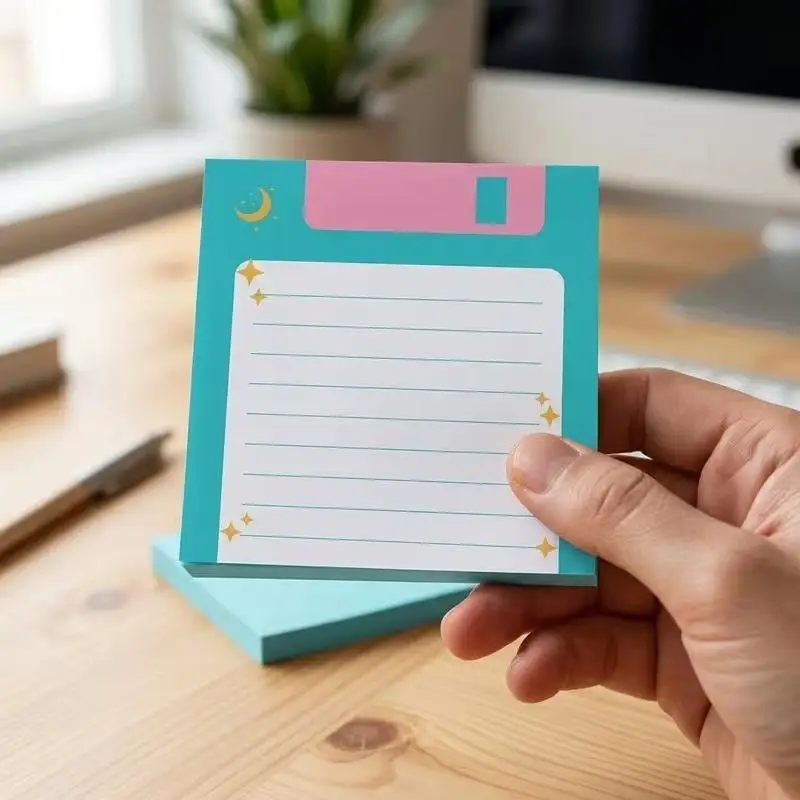 4 Pack Retro Floppy Disk Sticky Notes Celestial Moon Notepad Office Desk Decor Aesthetic Planner Supplies Coworker Gifts