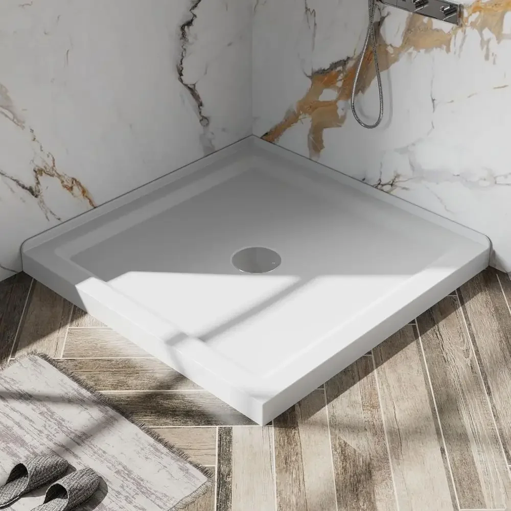 

Shower pan,Goodyo 36" x 36" Shower Base with Double Threshold and Center Drain, White, Drain not Included