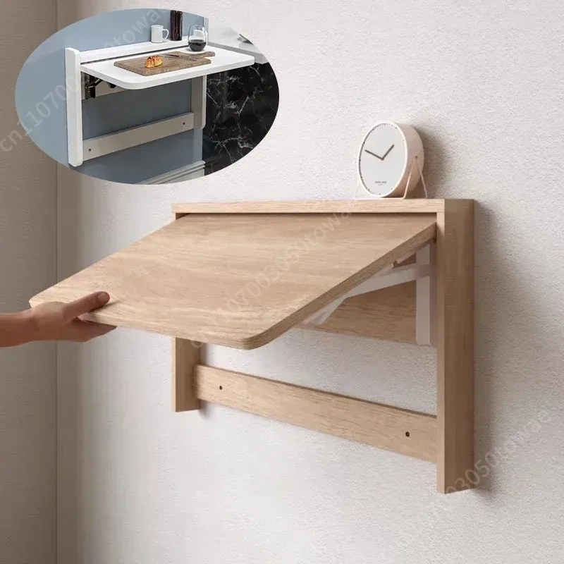 Wall Mounted Foldable Drop Leaf Table, Space Saving Wall Floating Desk, Folding Dining Bar Table Work Table for Small Apartment