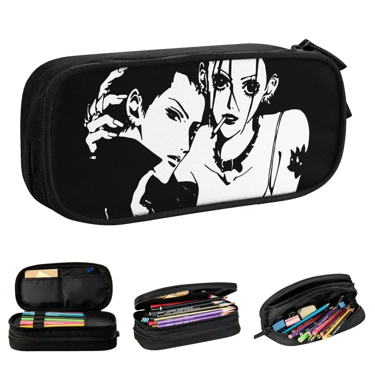 Nana Osaki And Ren Honjo Pencil Cases Black Stones Punk Manga Pen Box Bag Student Large Storage Students School Gift Pencilcases