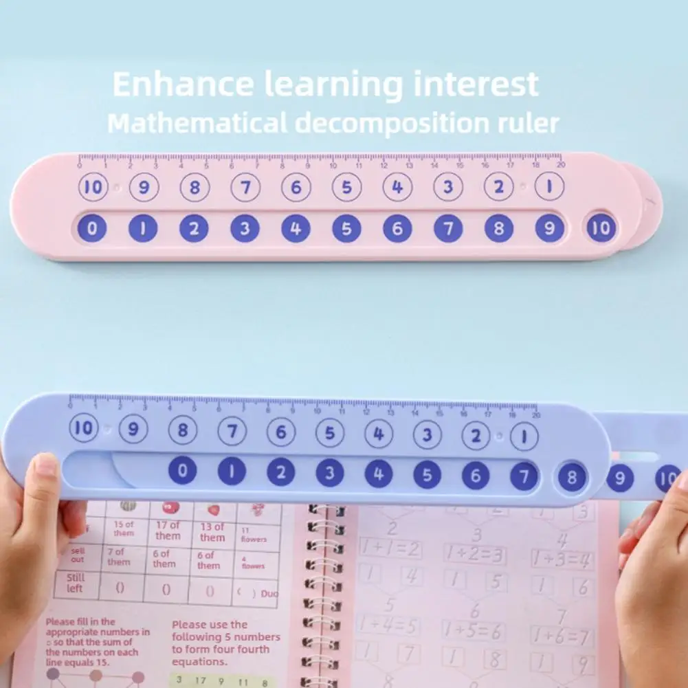 1/2PCS Slide Ruler For Mathematics Kids Digital Decomposition Ruler Math Decomposition Ruler Within 20 Subtraction Ruler