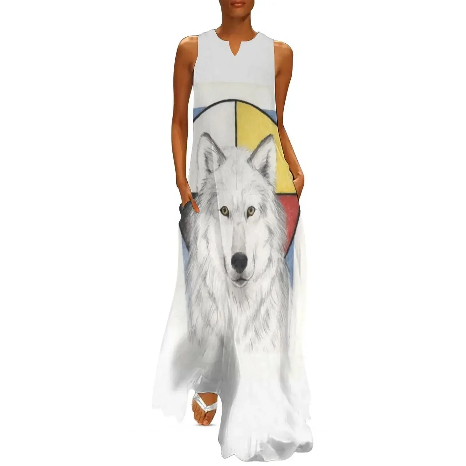 ชุดเดรสยาวลายหมาป่าสวรรค์ เสื้อผ้าผู้หญิง เสื้อผ้าแฟชั่นผู้หญิง ปี 2025 ชุดราตรีออกงานหรูหรา ชุดเซ็ตสำหรับผู้หญิง