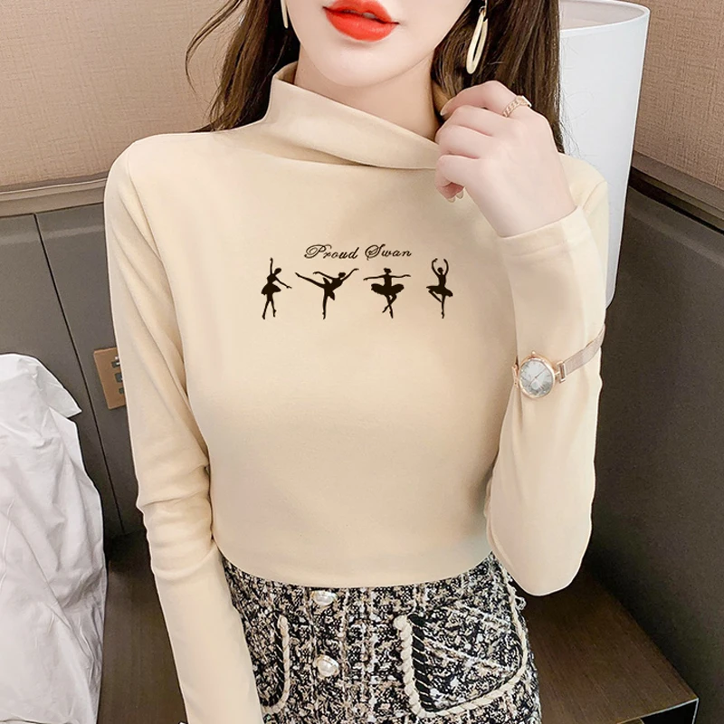 High Quality Women's Base Shirt Guangzhou Thirteenth Factory Premium Winter Long Sleeve Half High Collar Slim Fit Commute Style