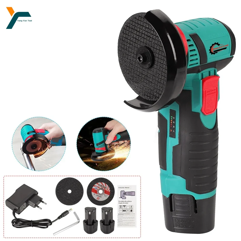 Mini Angle Grinder Brushless Cutter 12V Cordless Small Polishing Machine Cutting Portable Polisher Saw Blade Home DIY Power Tool