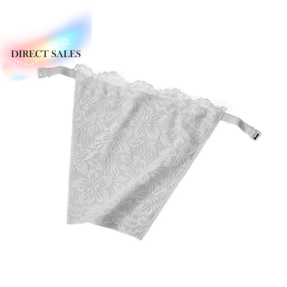 Top de tubo sin tirantes de doble capa con inserciones, diseño floral de encaje de malla transparente, antirreflejos, tipo sujetador floral