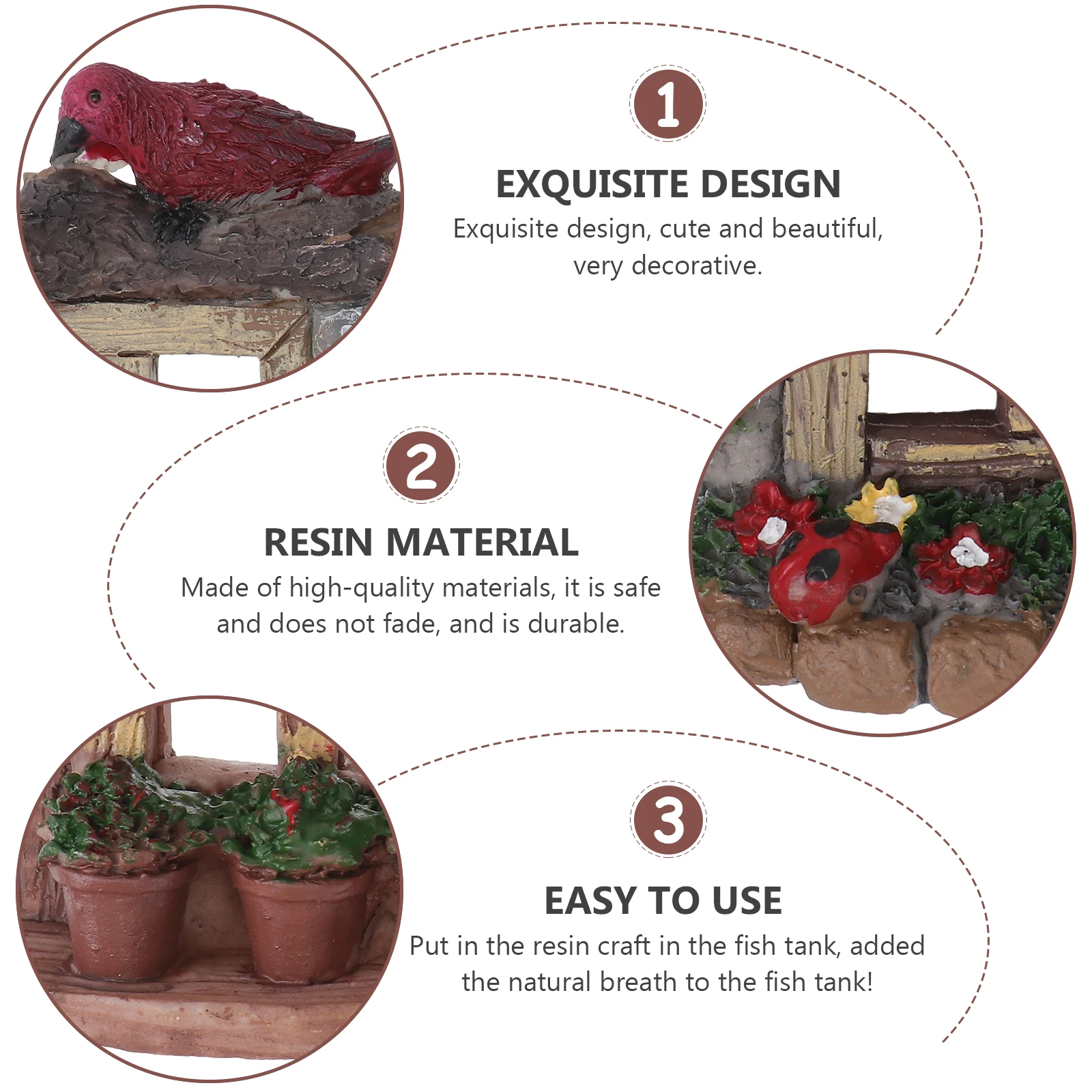 

4 Pcs Fish Tank Flower Pot Resin Craft Decor Garden naments Landscape Decoration Accessories Aquarium Plants Home
