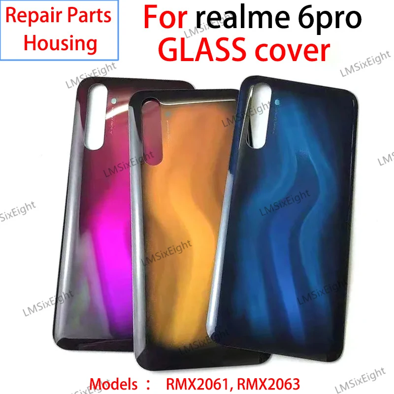 6.6'' New For Realme 6 Pro Battery Cover Rear Housing Glass Case For RMX2061 RMX2063 Back Cover Replace For Realme 6Pro Housing