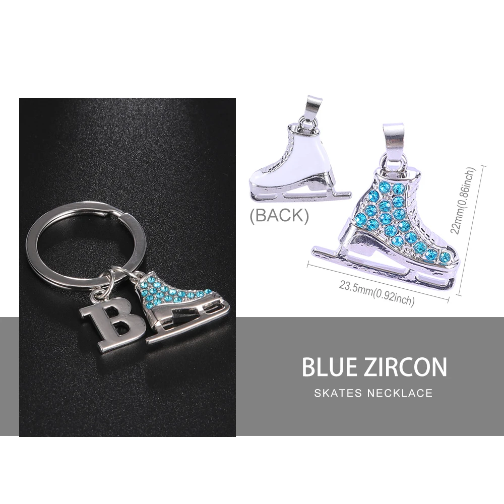 Fishhook Ice Skate Shoes Key Chain Ring Zircon Crystal Keychain Luxury Initial Letter Pendant Enamel Gift For Woman Man Jewelry