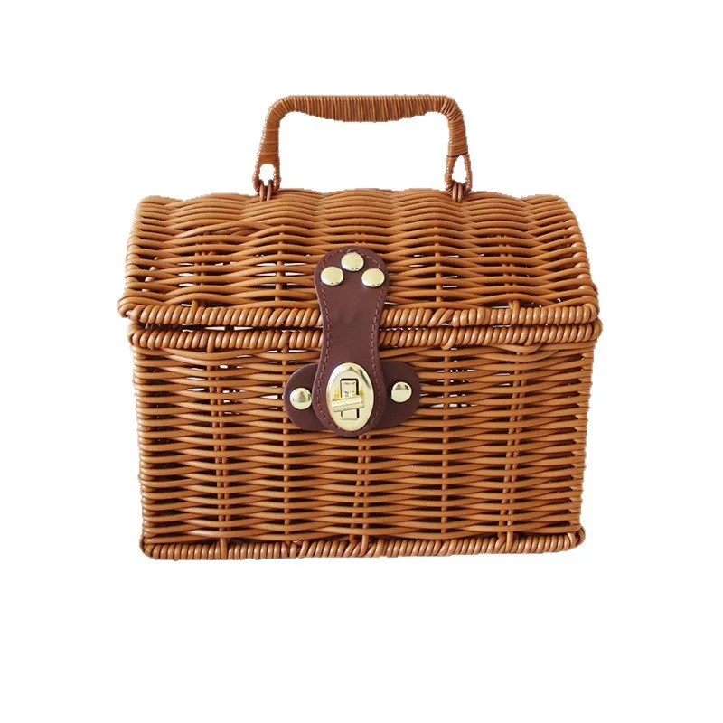 For Imitation Rattan Gift Box Basket, Hat and Underwear Storage Basket, Photo Props