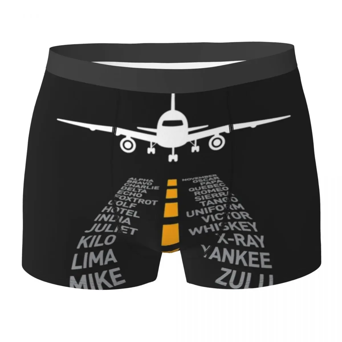 Boxer Underpants Shorts Airplane Pilot Gifts Airport Runway Phonetic Alphabet Plane Panties Men Soft Underwear for Homme Man