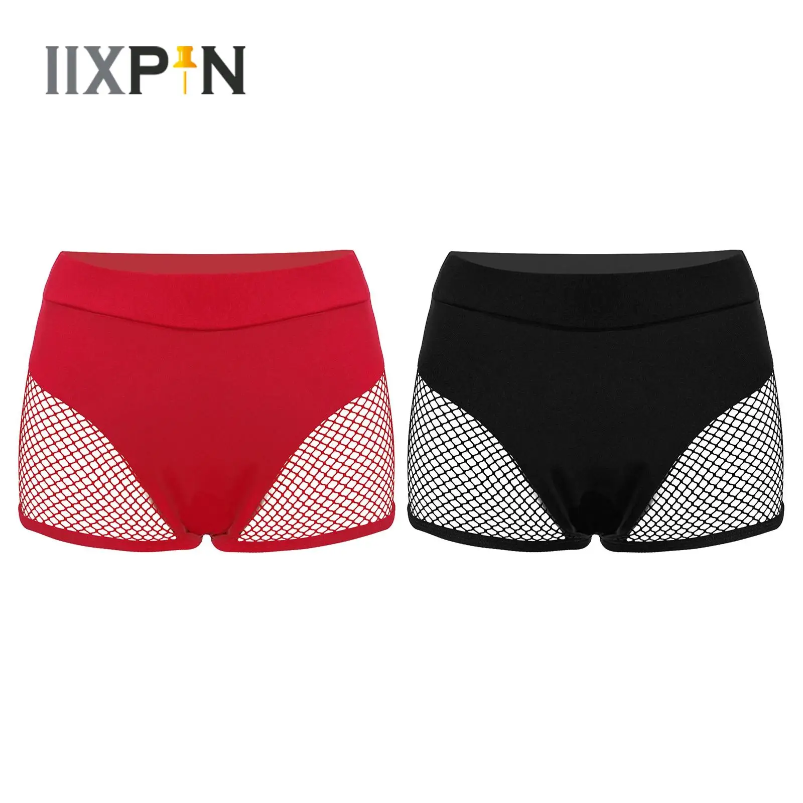 Short en résille ajouré pour femmes, Lingerie Sexy, taille moyenne, pantalon chaud extensible pour le sport, le Fitness, le Yoga, la danse sur poteau, la natation