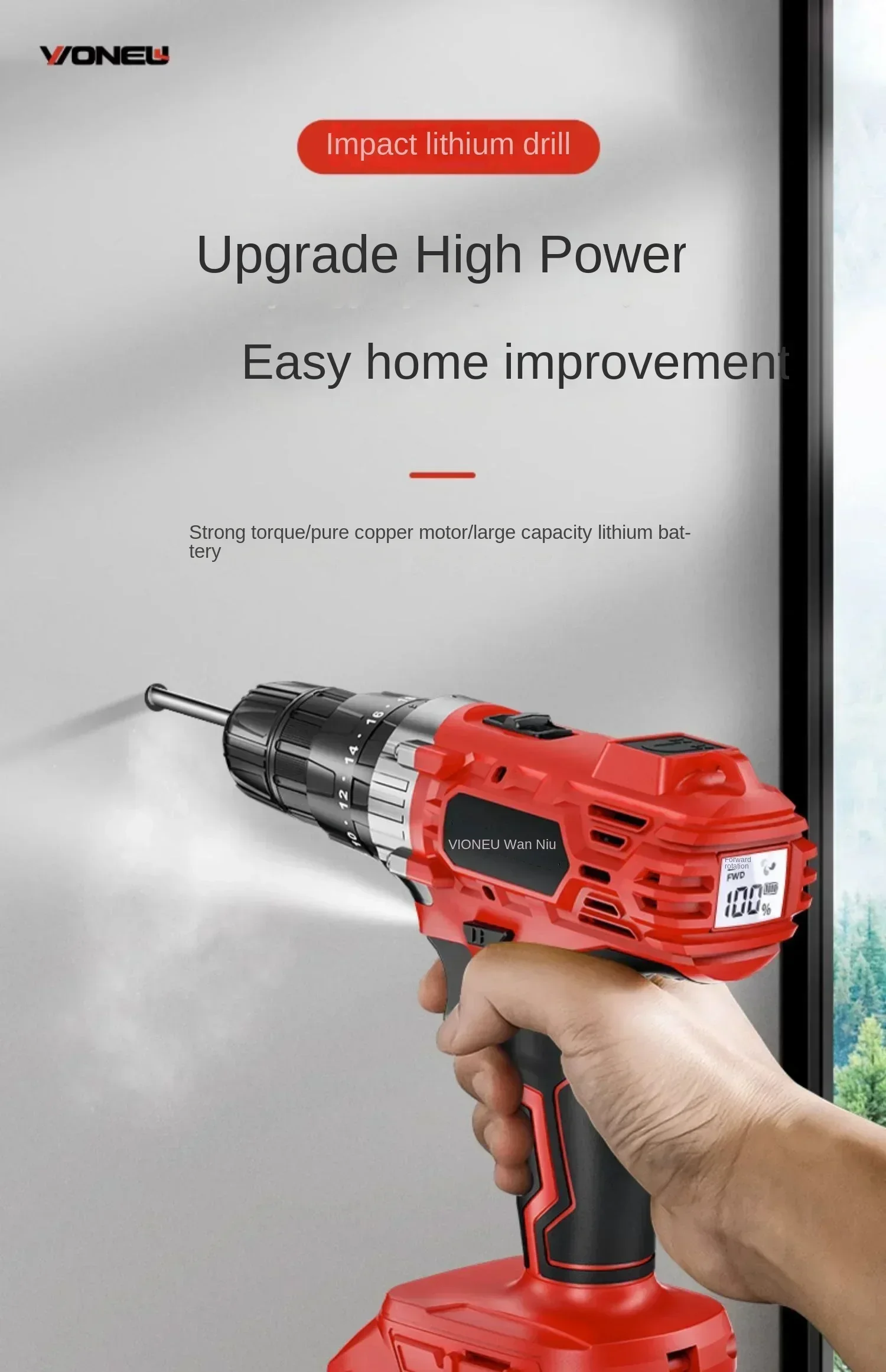 Rechargeable Electric Screwdriver with Lithium Ion Battery, Brushless Motor, Cordless Drill, and Impact Driver for Home Repair