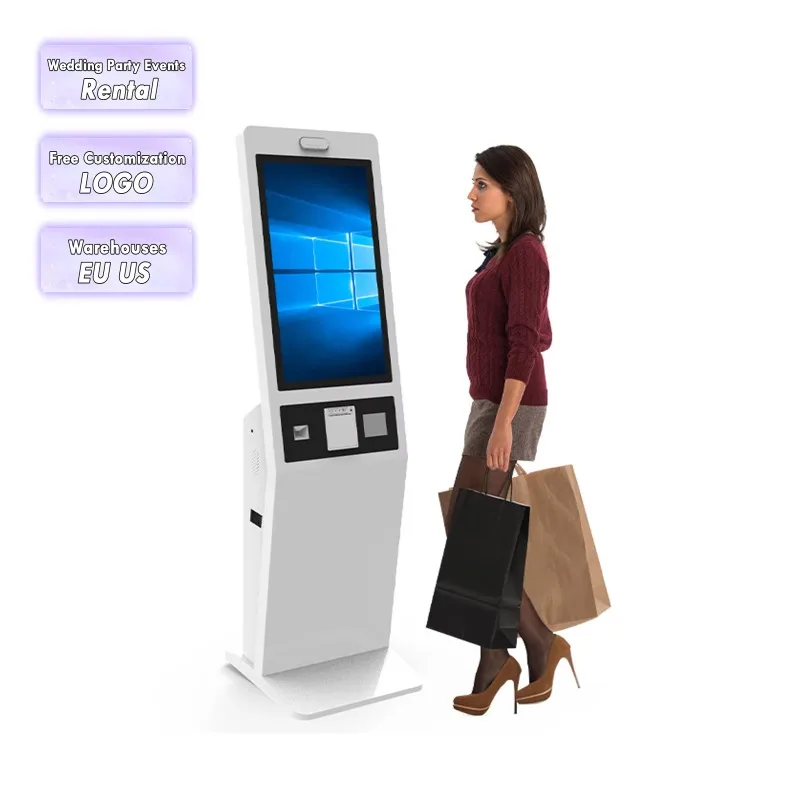 LCD Touch Display Screen Ticket Dispenser Queuing Token Number Kiosk Machine Wireless Queue Call Machine