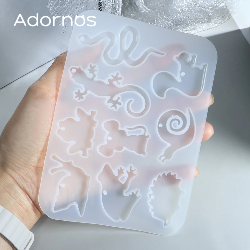 1 Pcs Lizard Silicone Molds Epoxy Resin Filling Snake Hedgehog Snail Frog Resin Molds DIY Keychain Craft Pendent Making Supplies