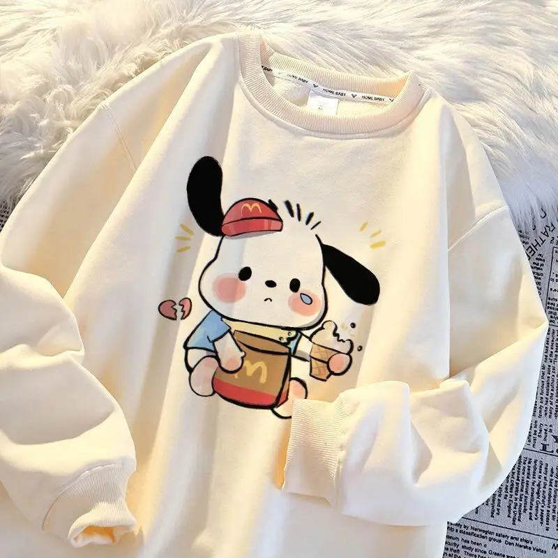 

Sanrio Hello Kitty women's Hoodie Pullover coat tops Sweatshirt Cotton Unisex Autumn Winter Fleece Lined Thickened Japanese Cute