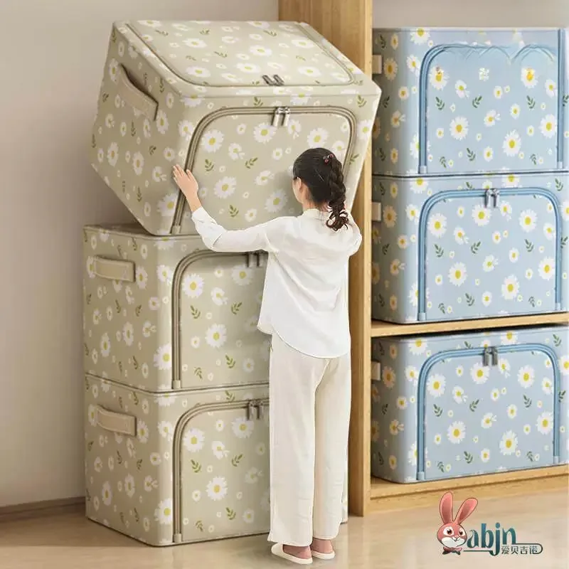 Oxford Cloth Clothes Storage Box Home Use Fabric Wardrobe Organizer Clothing Foldable Basket Bag Storage Box Essential