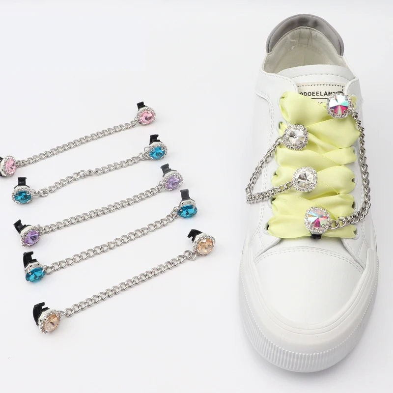 Shoe Buckle Clips Shoelace Chain Charms Sneakers Colorful Crystal Gemstone Decoration Ornaments Pendant Trend Accessories AF1