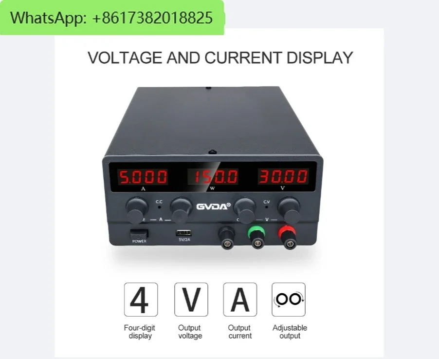 GVDA USB DC Regulated Laboratory Power Supply Adjustable 30V 10A Voltage Regulator 60V 5A Stabilizer Switch Bench Power Source