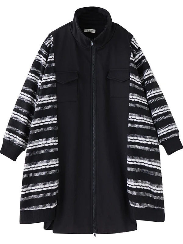 

K Sle на молнии в полоску, двухслойная женская куртка Personali, весенне-осенняя новинка, винтажная свободная посадка для поездок на работу