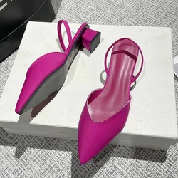 Nuovo stile di marca di moda donna sandalo scarpe sottile tacco basso 4cm pompa scarpe eleganti moda donna punta a punta tacchi Slingback poco profondi