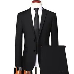 S-8XL (Blazer+ Pants) Men's Fashion Business Casual Outdoor Gentleman Trend Single Breasted Wedding Slim-fit British Style Suit