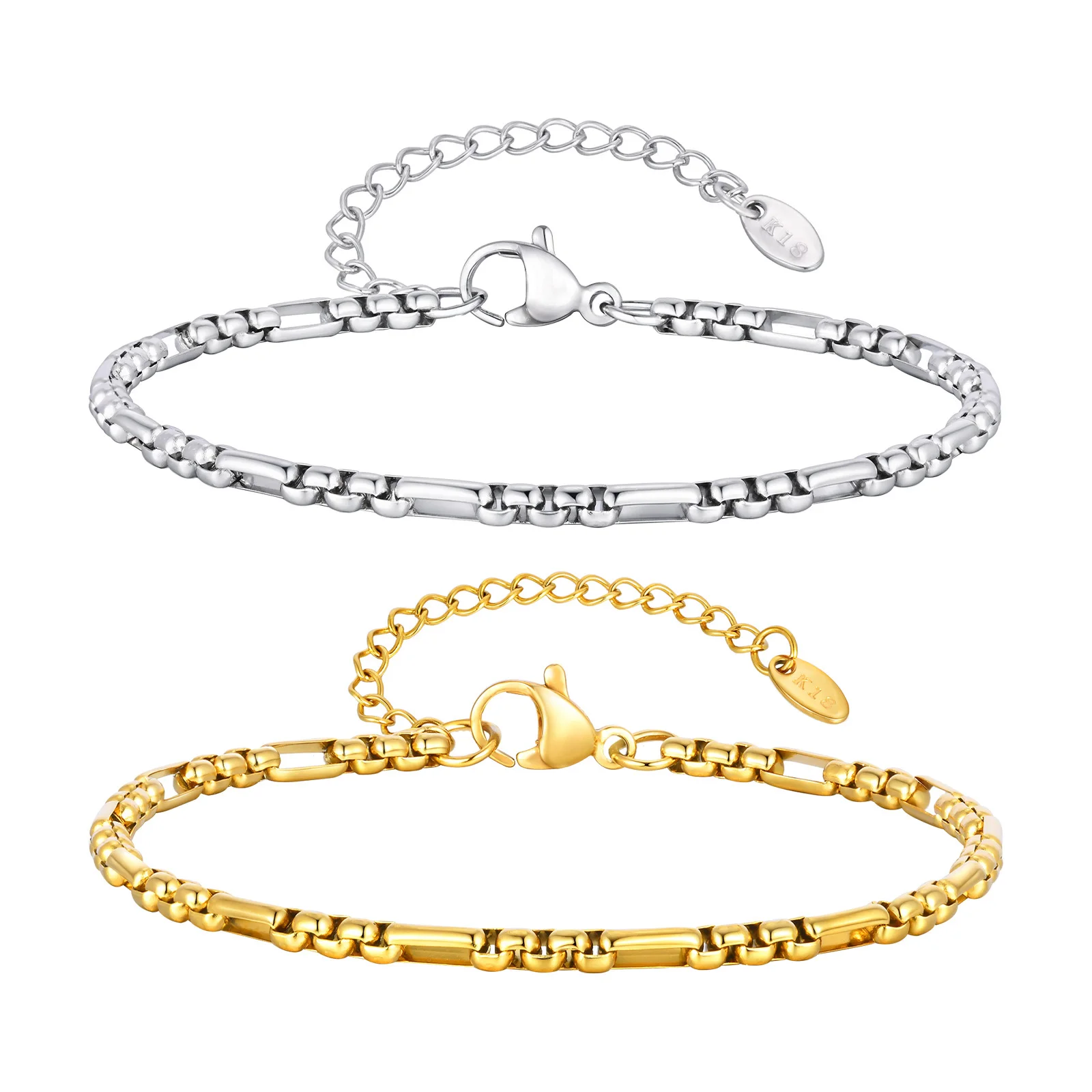 

New Minimalist Men's Stainless Steel Chain Bracelet Fashion Simple Thin Handmade Spliced Link Wristband for Unisex Birthday Gift