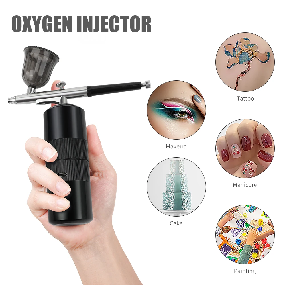 Facial Nano Oxygen Injection Instrument Handheld High Pressure Beauty Facial Spray Moisturizing Steamer USB Charging