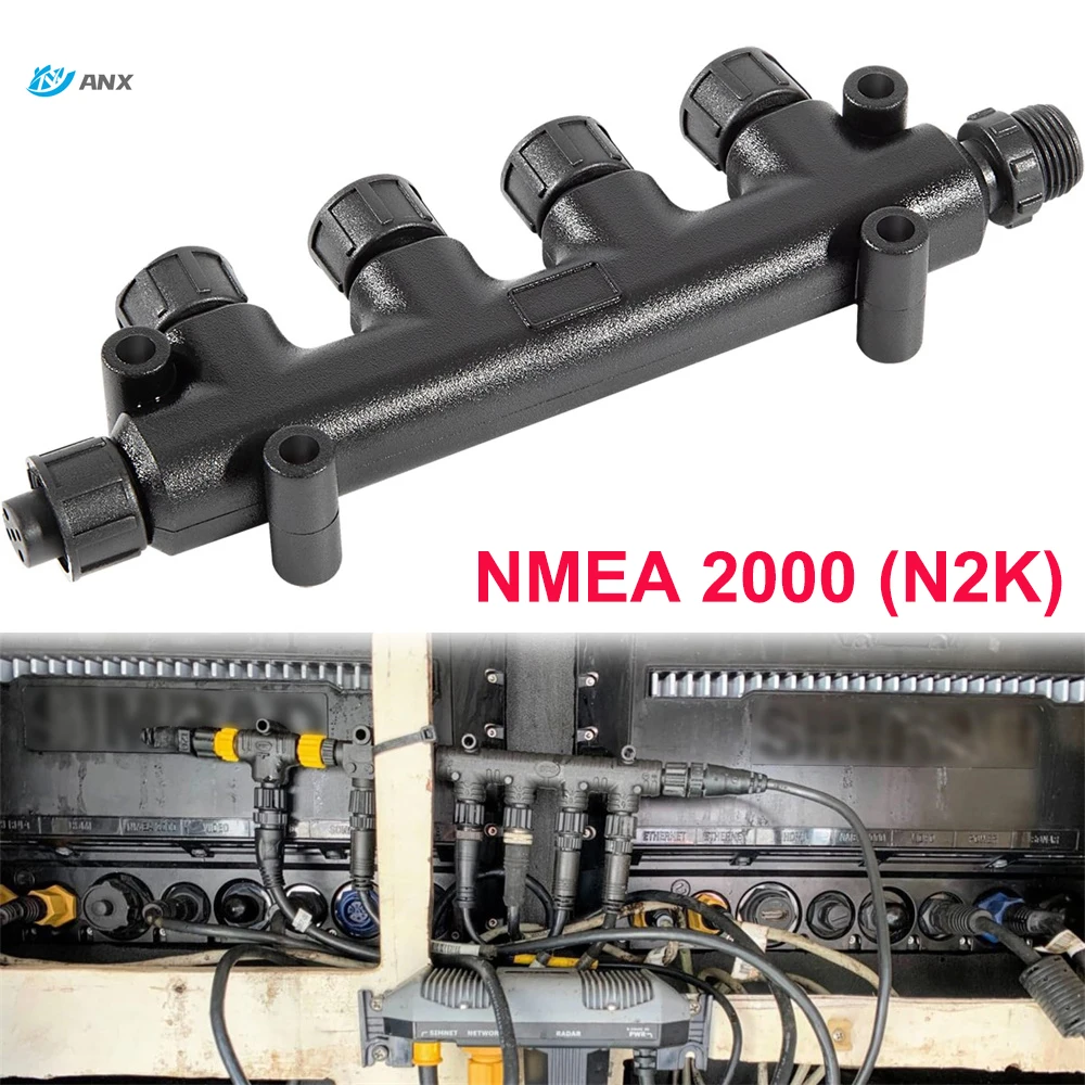 ANX NMEA 2000 (N2k) 4-Ports MultiPort (Tee) T-Connector for Garmin Lowrance Simrad B&G & Navico Networks,Replace for 0101107801