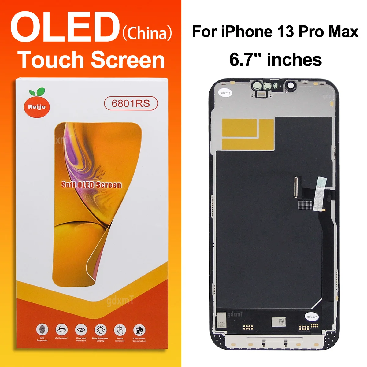 RJ For iPhone 13 pro Max OLED Display FHD LCD Touch Screen Digitizer Replacement for A2643 A2484 A2641 A2644 A2645