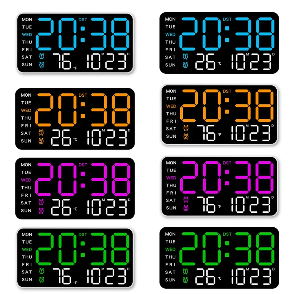 1pc LED Digital Wall Clock Temperature Date Week Display Table Alarm Clocks Voice Control Electronic Clock Brightness Adjustment