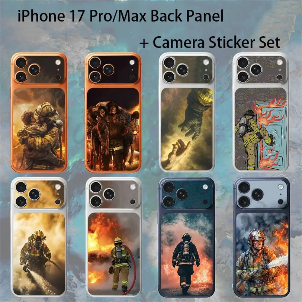 

Fireman Firefighter For iPhone 17 Pro /Pro Max Battry Back Cover with Camera Decal Skin Rear Protective Sticker Film