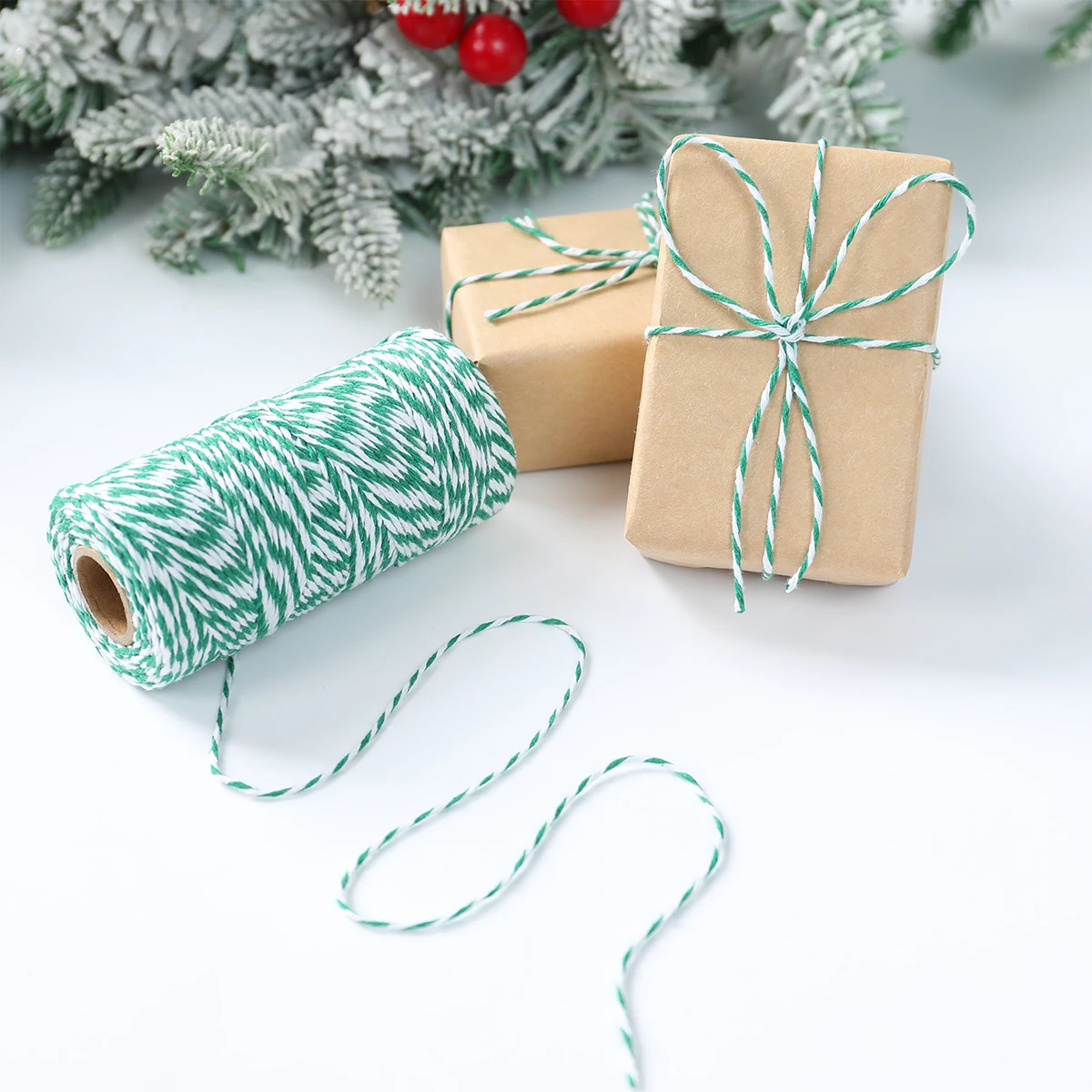 100M Red Green White Cotton Rope 10yards Bakers Twine String Cotton Thread for Home Decor Handmade DIY Christmas Gift Wrapping