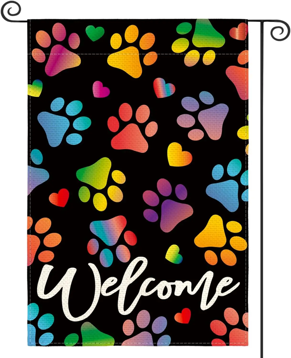 AVOIN colorlife Pets Paws Garden Flag 12x18 Inch Double Sided Outside, Burlap Pet Farmhouse Yard Outdoor Decoration XXP EEU SSL