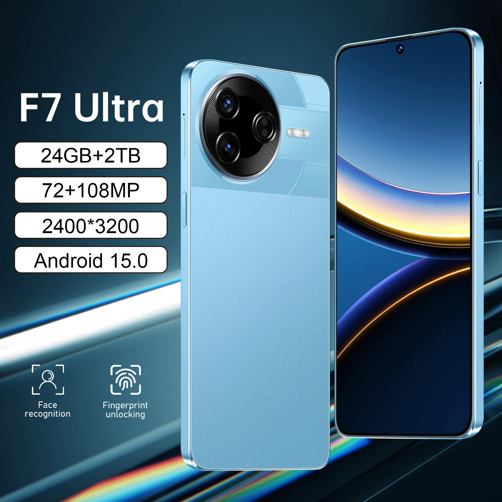 

2026 NEW High Quality Silicone Case For F7 Ultra Snapdragon 8 Gen4 7.3" 24GB 2TB 108MP Camera Dual SIM Video Call