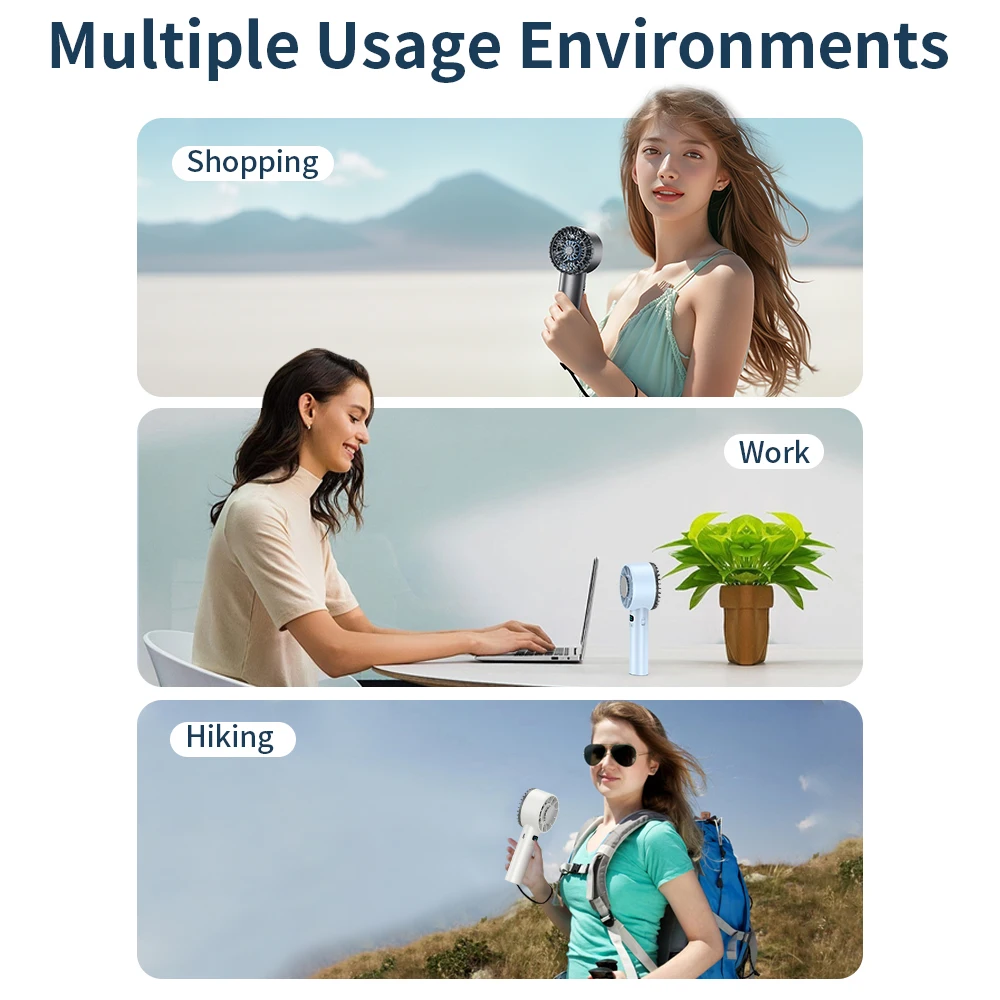 5200mAh 휴대용 선풍기 냉각 아이스팩 무소음 휴대용 야외 100단계 속도 USB 충전 고속 선풍기