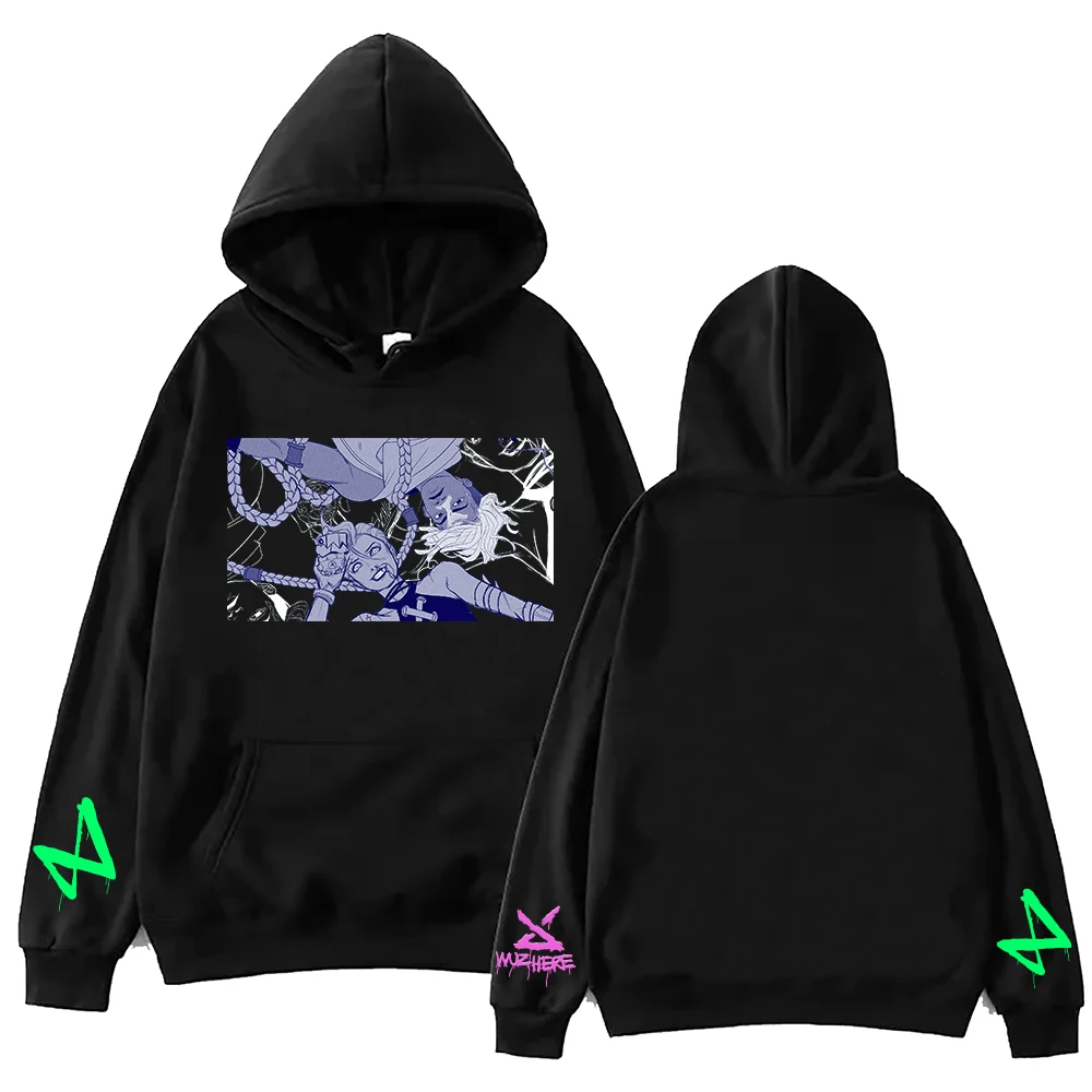 Arcane Ekko & Jinx Firelights Hoodie Harajuku Pullover Tops Sweatshirt Fans Gift