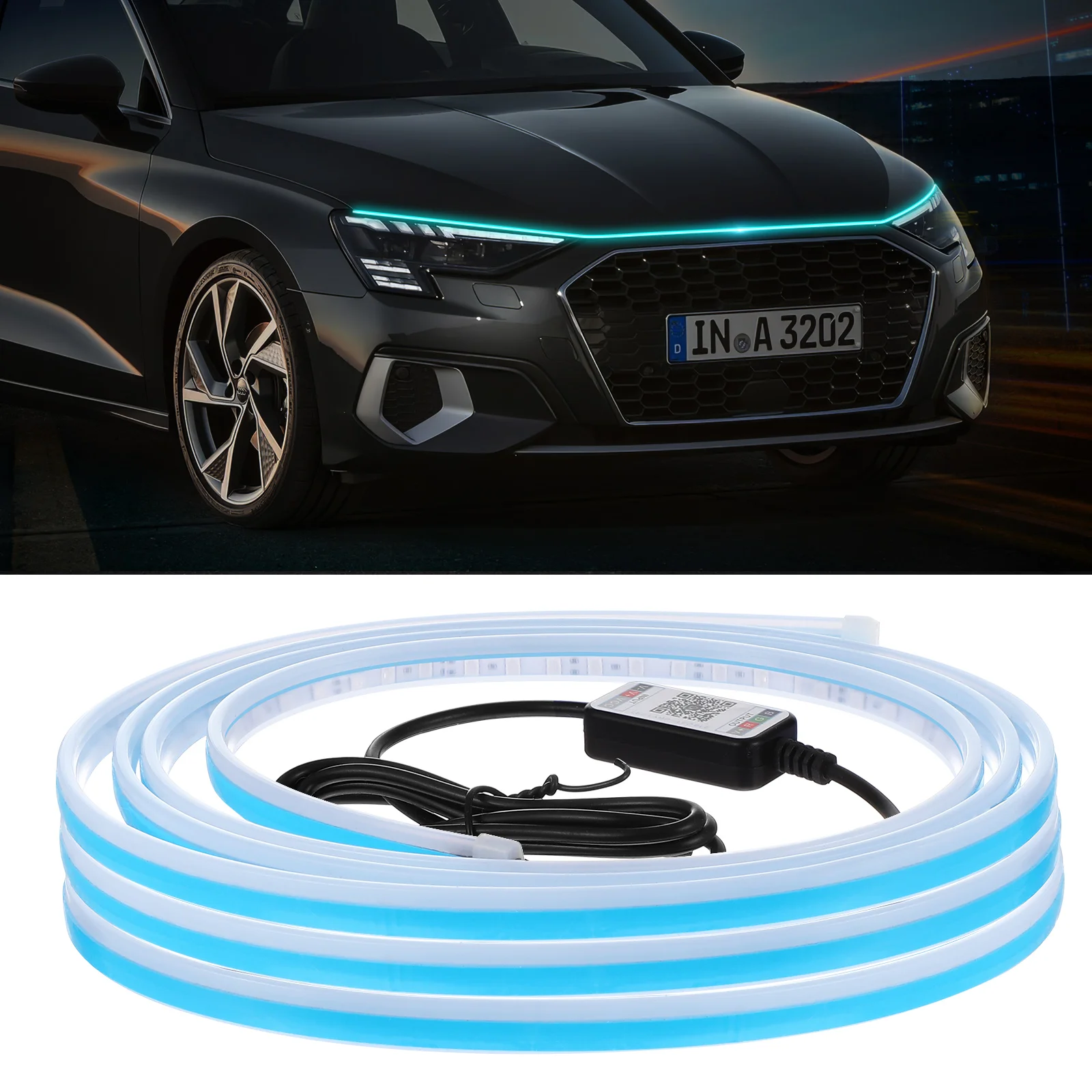 

Bonnet Light Strip Car Hooded LED for Engine Lights Headlights Cover Strips Silica Gel Rgb Exterior