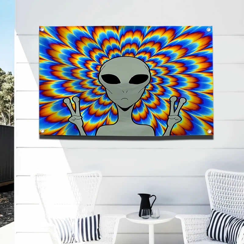 VIKAMA Alien Alien Tapestry - 3D Visual Effect Wall Hanging Decoration For Living Room And Bedroom - UFO Tapestry