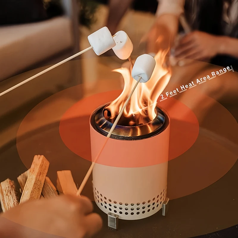 Tabletop Fire Pit Low Smoke Camping Stove for Outdoor & Patio Portable Mini Stoves Fueled by Pellets or Wood Safe Burning