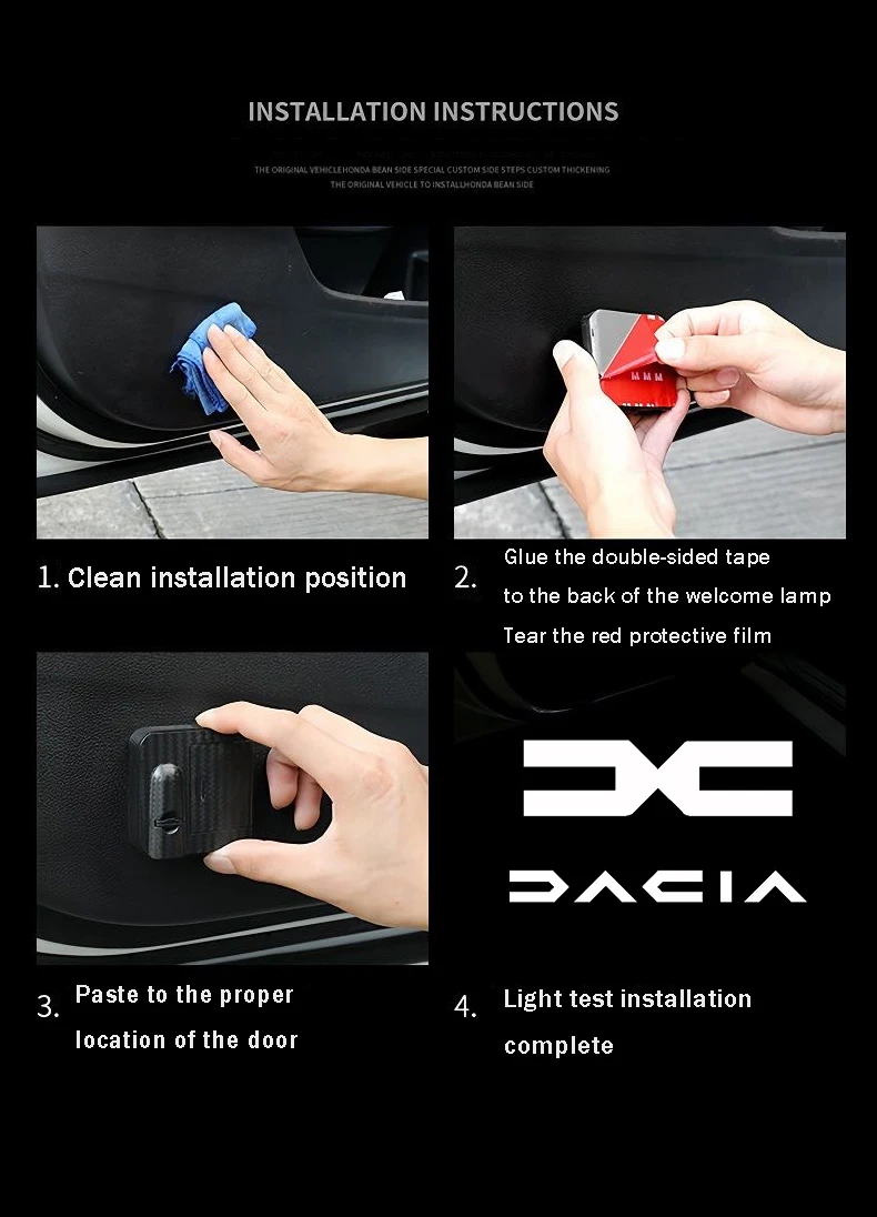 2 Stück Auto-Tür-Willkommenslichter Projektorlampen Zubehör für Dacia Duster Sandero Bigster Dokker Jogger Logan Stepway Lodgy MCV – Detail 11