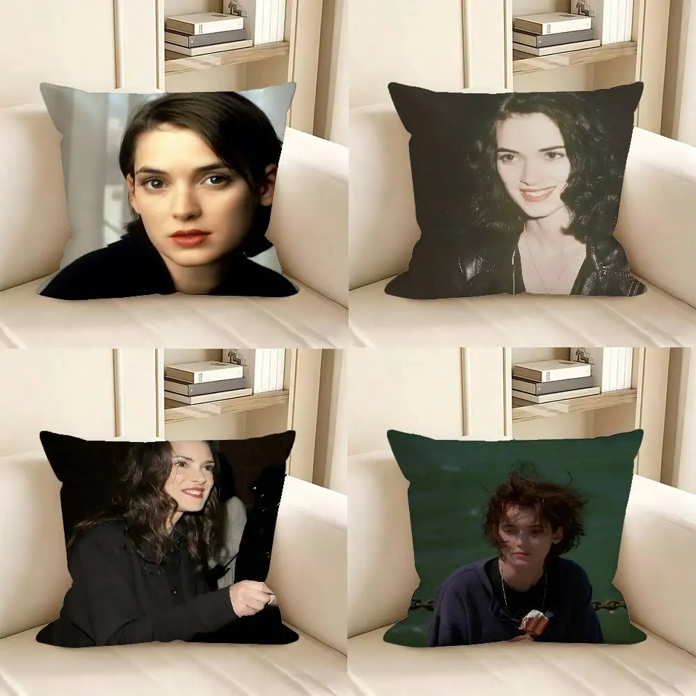 1pc Actor W-Winona R-Ryder Pillow Case Fashion Square Pillowcase Bedroom Sofa Room Ins Decoration Leisure