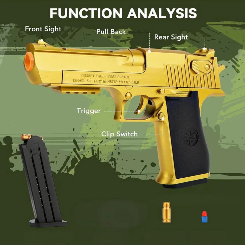 Concha ejeção águia do deserto arma de brinquedo para crianças pistola de brinquedo meninos presente aniversário greats presentes menino idade 5 +