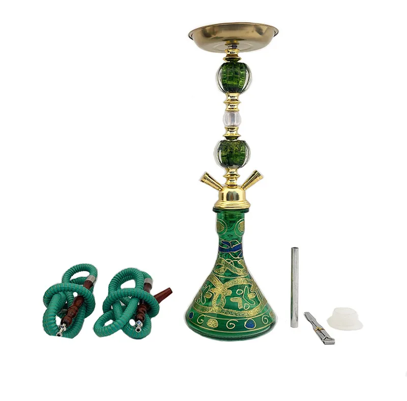 Shisha Water Smoke Hookah Medium Double Pipes Tubes For Bar Party Water Smoke Bottle Full Set Hookah