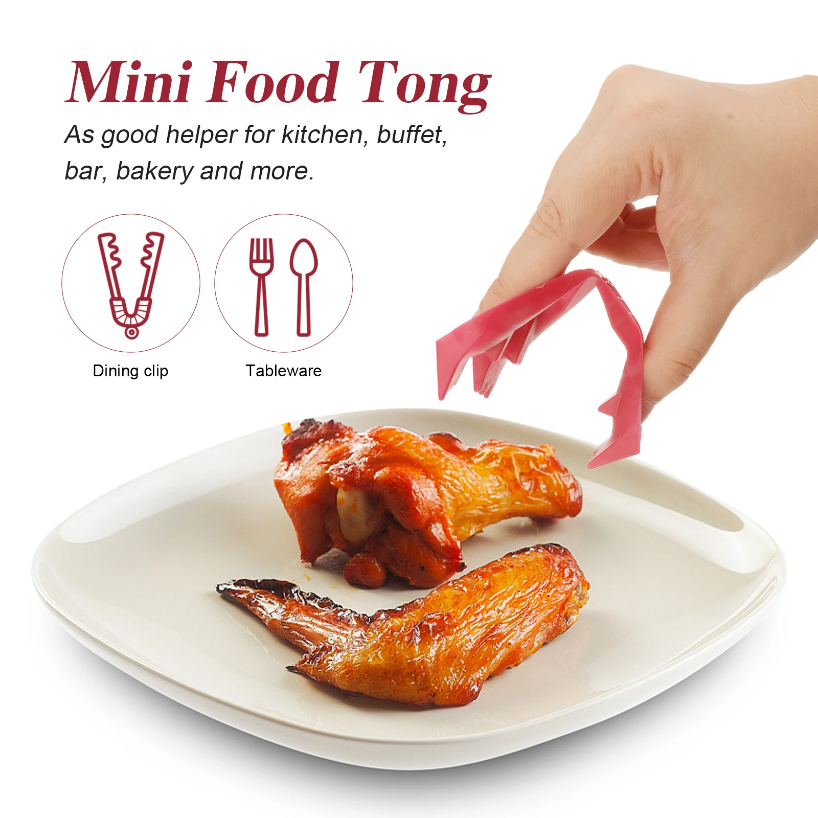 

12pcs Mittens Finger Chopsticks Small Tongs Food Clips Eating Utensils Kitchen Gadgets Plastic Plastic Food Tongs Tools