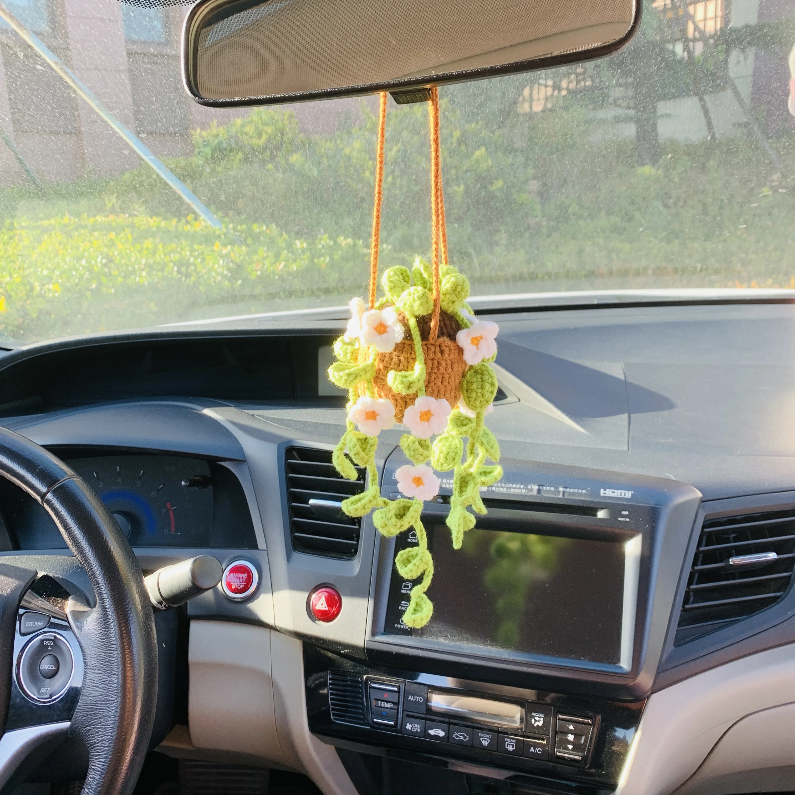 Spider Plant Hanging - Crochet Flowering Spider Plant Handmade Car