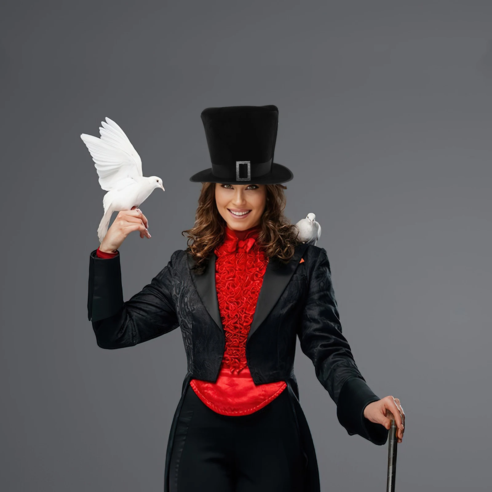 

Black Top Hat Large Size Buckle Design Comfortable Formal Costume Dress- Performance Party Jazz Cosplay Hat